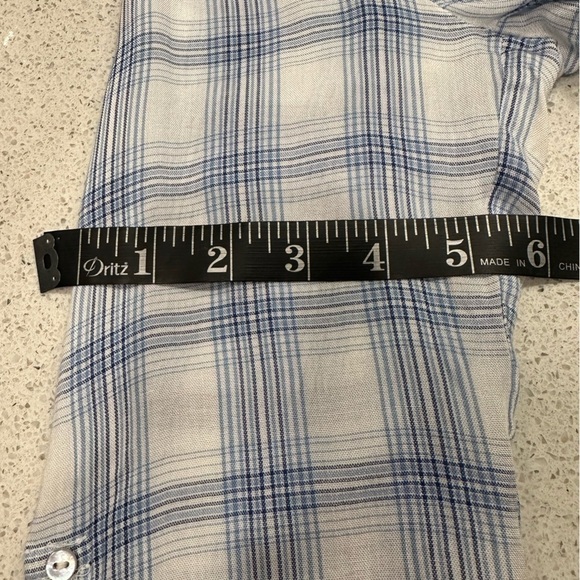 Just In Time Plaid Wrap Top- Blue & White - Picture 12 of 14
